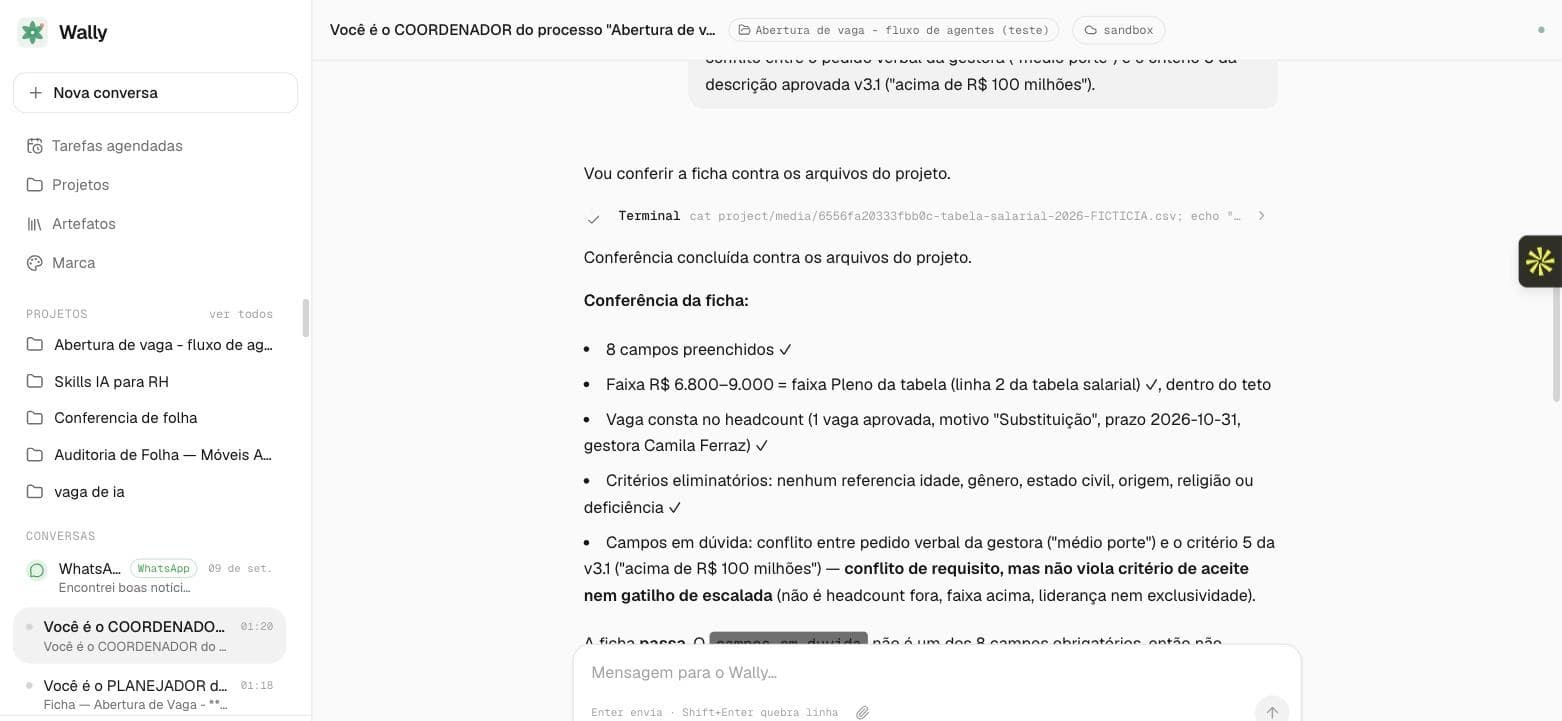 Conferência da ficha feita pelo Coordenador no Wally