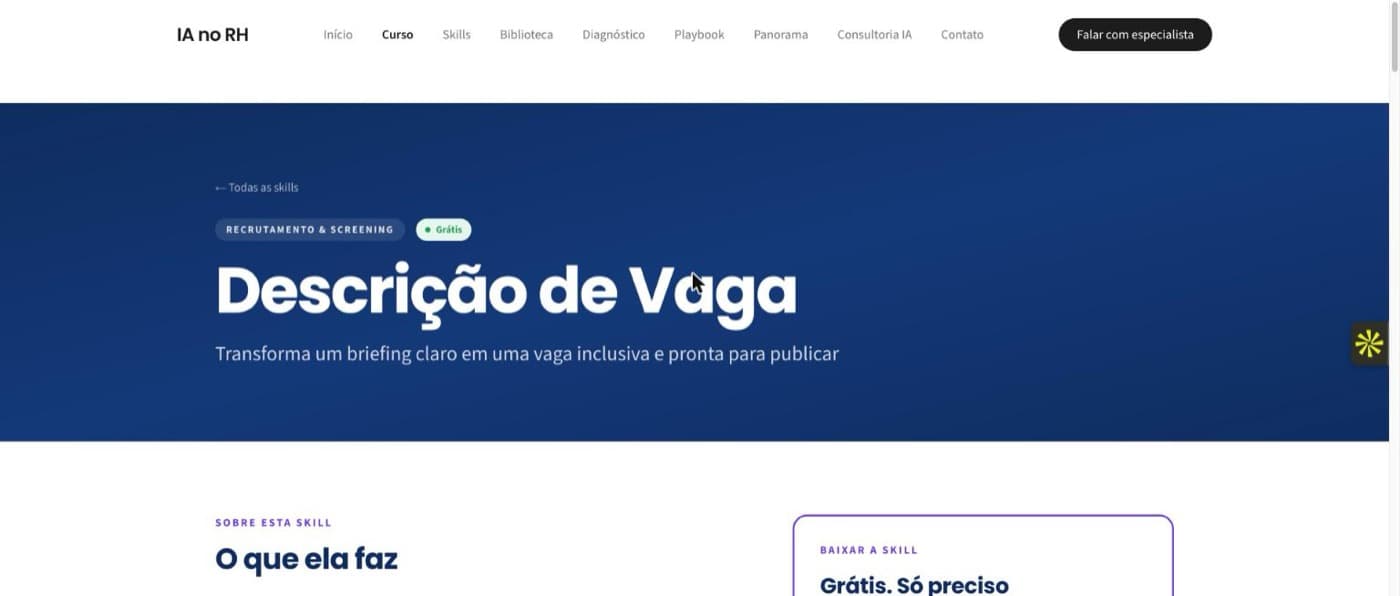 A página da skill na biblioteca.