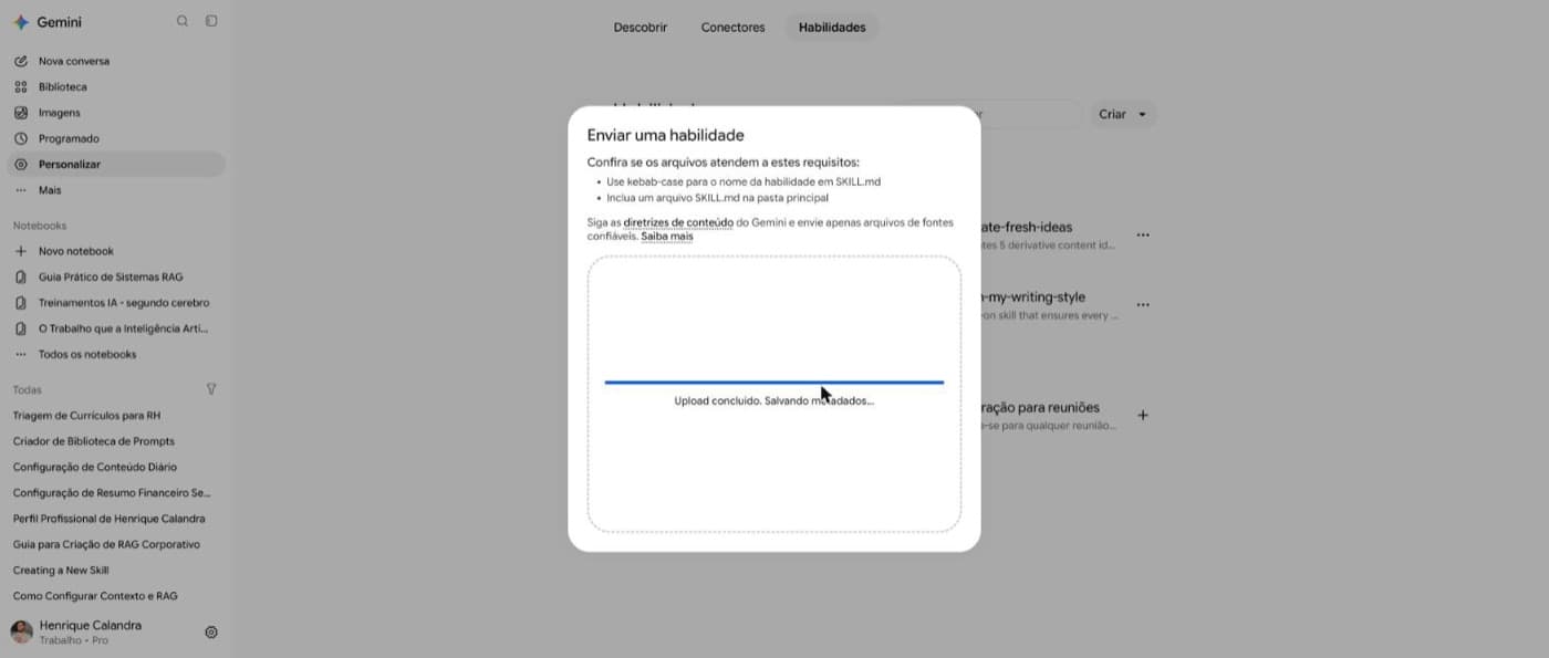 Upload concluído.