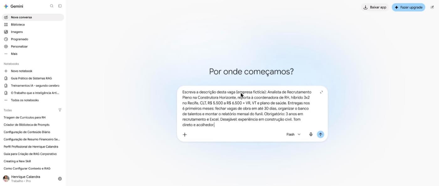 O pedido, em linguagem normal.